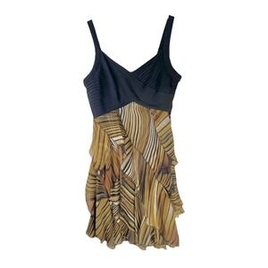 Signature by Robbie Bee Dress Womens 12 Black Brown Sleeveless Ruffle Layered